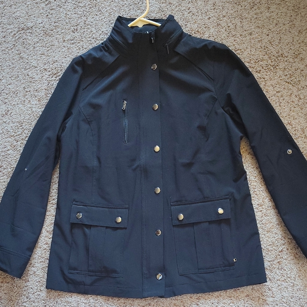 Women's Black Utility Jacket - Classic Button Front